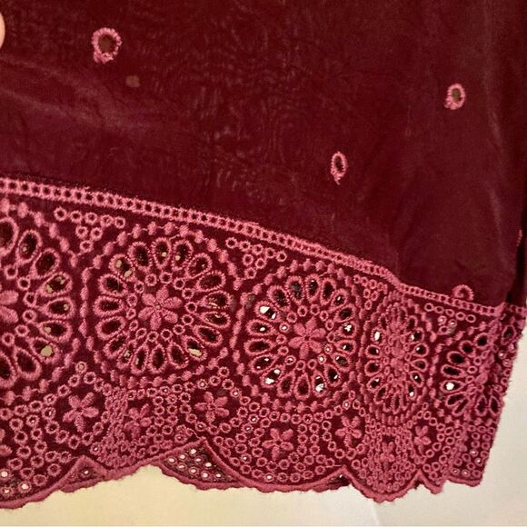 NEW Johnny Was Avery Dress Aztec Embroidered Eyelet Slip Merlot Burgundy Size XL - Picture 9 of 16